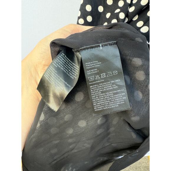 H&M Black and White Draped Polka Dot Square Neck Mini Casual Fitted Dress - Picture 9 of 9